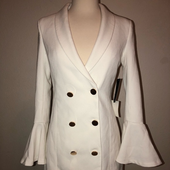 Lulus Dresses & Skirts - LULUS — WHITE FLOUNCE SLEEVE BLAZER DRESS
